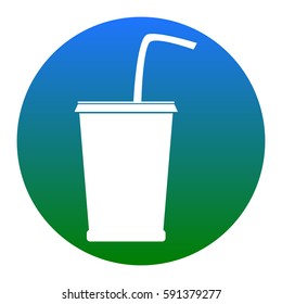 Drink sign illustration. Vector. White icon in bluish circle on white background. Isolated.