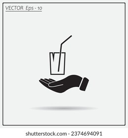 Drink sign. Save or protect symbol by hands.