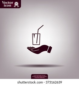 Drink sign. Save or protect symbol by hands.