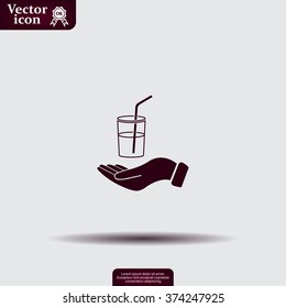 Drink sign. Save or protect symbol by hands.