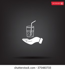 Drink sign. Save or protect symbol by hands.
