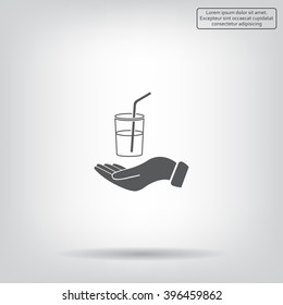 Drink sign. Save or protect symbol by hands.