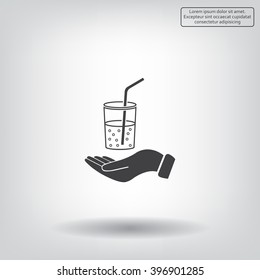 Drink sign. Save or protect symbol by hands.