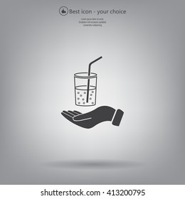 Drink sign. Save or protect symbol by hands.