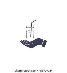 Drink sign. Save or protect symbol by hands.