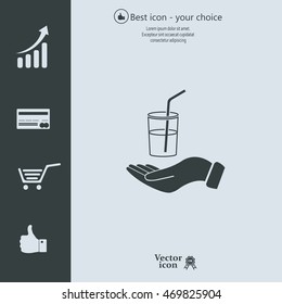 Drink sign. Save or protect symbol by hands.