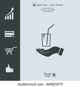 Drink sign. Save or protect symbol by hands.