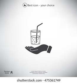 Drink sign. Save or protect symbol by hands.