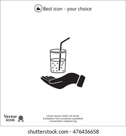 Drink sign. Save or protect symbol by hands.
