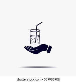 Drink sign. Save or protect symbol by hands.