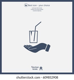 Drink sign. Save or protect symbol by hands.