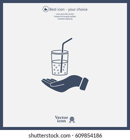 Drink sign. Save or protect symbol by hands.