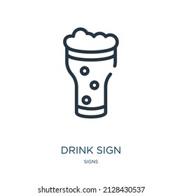 drink sign thin line icon. drink, bottle linear icons from signs concept isolated outline sign. Vector illustration symbol element for web design and apps.