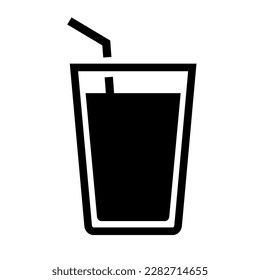 Beba un icono de silueta con paja. Vector.