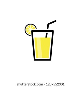 Drink with slice lemon icon vector
