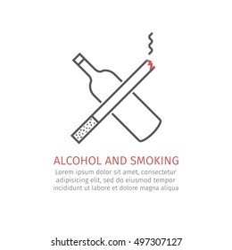 Drink and smoke line icon