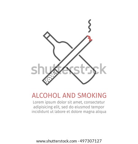 Drink and smoke line icon
