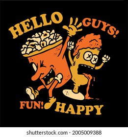 drink and snack illustration design for t-shirt screen printing design