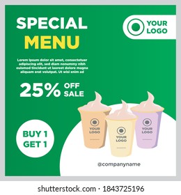 Drink social media post banner template.Editable modern Social Media banner Template,Promotional web banner for social media.