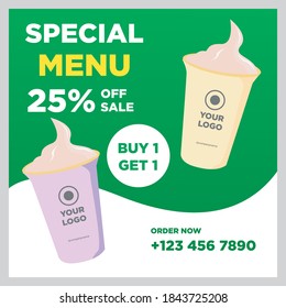 Drink social media post banner template.Editable modern Social Media banner Template,Promotional web banner for social media.