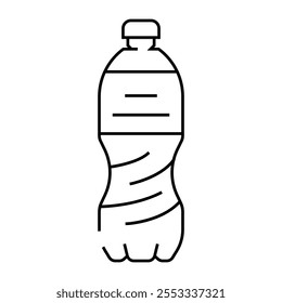 Vector de icono de línea de botella de plástico de refresco de bebida. Muestra de botella de plástico de refresco de bebida. Ilustración negra de símbolo de contorno aislado