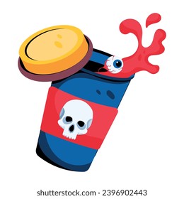 Icono de estilo plano práctico de derrame de bebidas 
