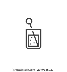 Drink Stirrer line icon. linear style sign for mobile concept and web design. Cocktail glass with stirrer outline vector icon. Symbol, logo illustration. Vector graphics