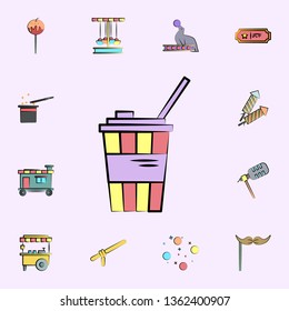 drink with straw colored icon. circus icons universal set for web and mobile