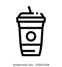 drink with straw icon vector. drink with straw sign. isolated contour symbol illustration