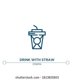 drink with straw outline vector icon. simple element illustration. drink with straw outline icon from editable cinema concept. can be used for web and mobile
