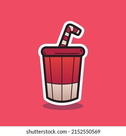 Drink with Straw Vector Cartoon Illustration 