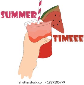 drink with summer time vector