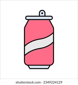 Drink symbol, soda can outline vector icon, vector illustration on white background
