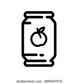 Drink symbol, soda tin can outline vector icon in flat style isolated on white background.