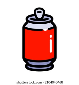 Drink symbol, soda tin can color vector icon in flat simple style isolated on white background.