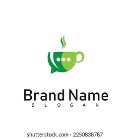 símbolo de diseño de chat del logotipo de té verde