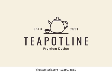 drink teapot traditional lines logo design vector icon symbol illustration