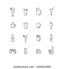 Drink thin line icon set on white background