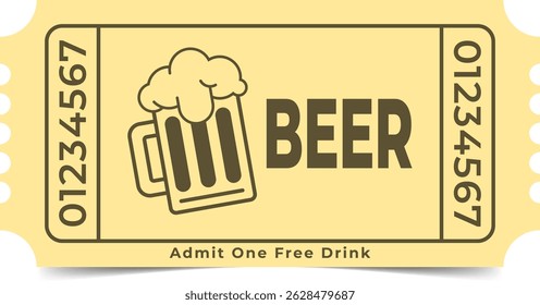 Drink Ticket Template. Admit One. Vector Design.