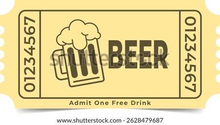 Drink Ticket Template. Admit One. Vector Design.