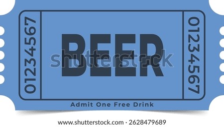 Drink Ticket Template. Admit One. Vector Design.