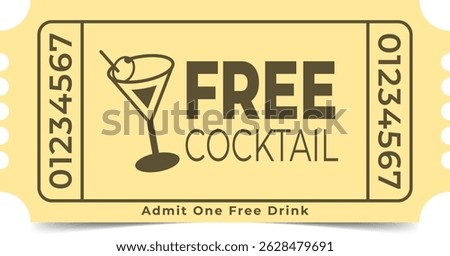 Drink Ticket Template. Admit One. Vector Design.