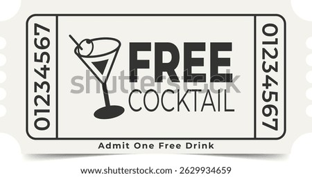 Drink Ticket Template. Admit One. Vector Design.