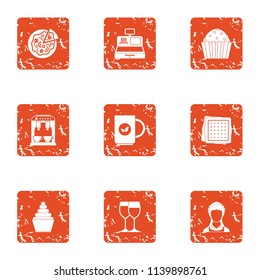 Drink together icons set. Grunge set of 9 drink together vector icons for web isolated on white background