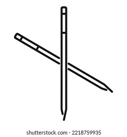 Vector de contorno del icono de selección de dientes para beber. Selección dental. Palo de madera