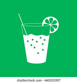 
Drink in a transparent glass with a straw and lemon .
Carbonating beverage.Cocktail with bubbles.