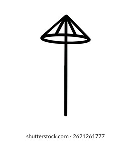 Drink Umbrella Icon Hand Drawn Black and White Thick Lines