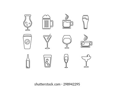drink vector icons set