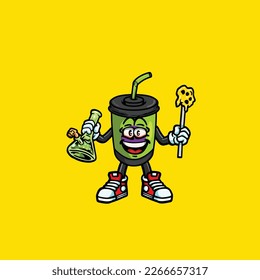 drink vector smoking joint hold nug weed cartoon