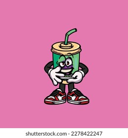 drink vector smoking joint hold nug weed cartoon